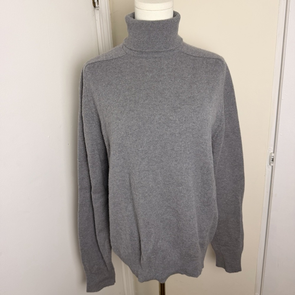VTG Alan Paine MadeInEngland 100% LambsWool Sweater Fisherman Gray Turtleneck 42